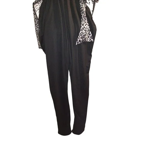 French Atmosphere Womens Leopard Print Long-Sleeve Top L Polyester/Spandex Made - Picture 2 of 12